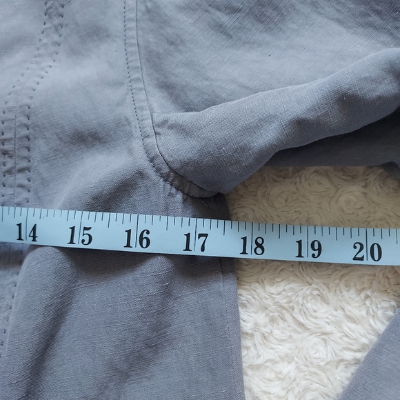 J. Jill Silk Linen Slate Blue Button Front Longline Jacket Lagenlook Layered - Picture 13 of 14